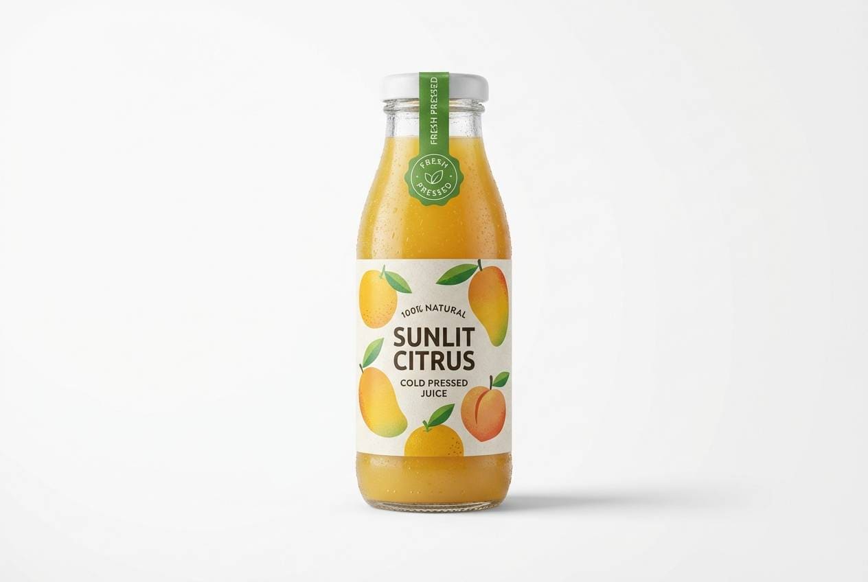 juice bottle label ad