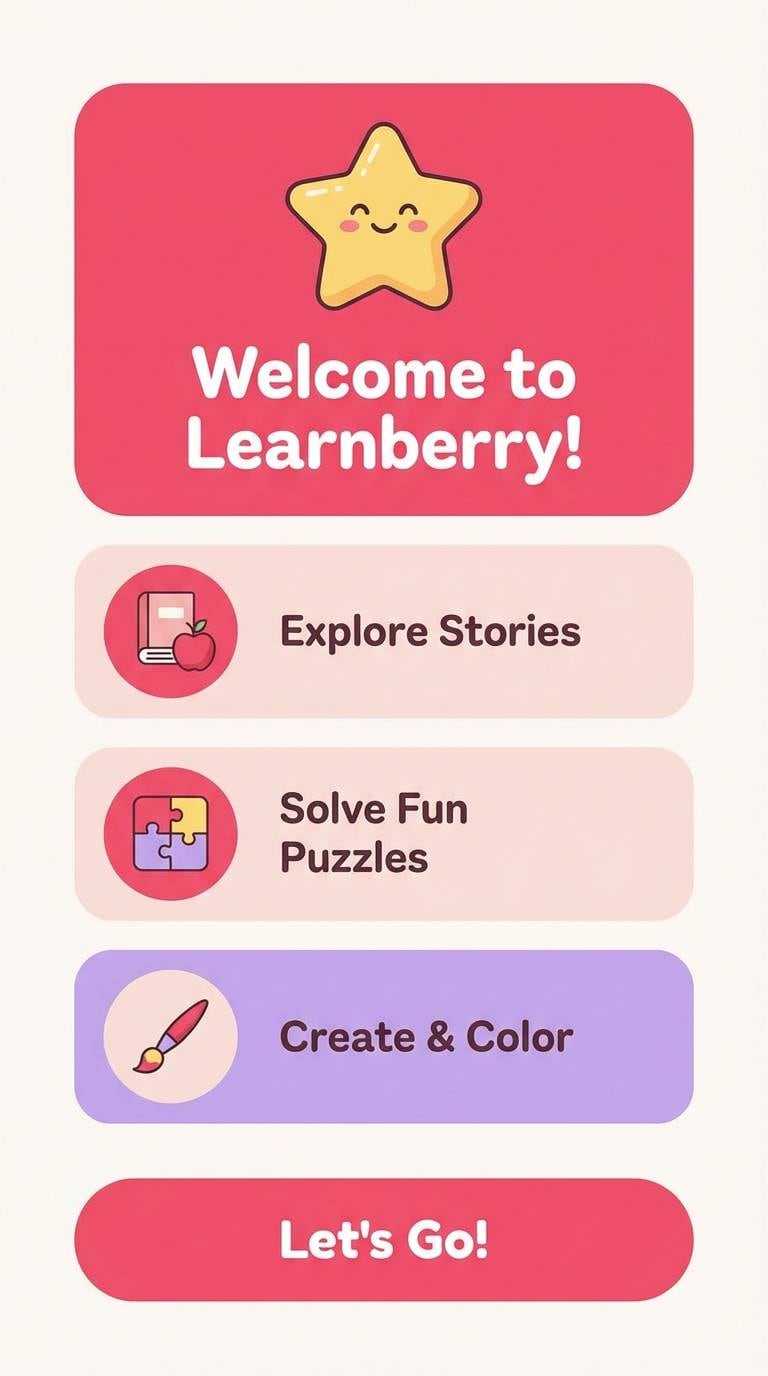 kids onboarding ui mockup