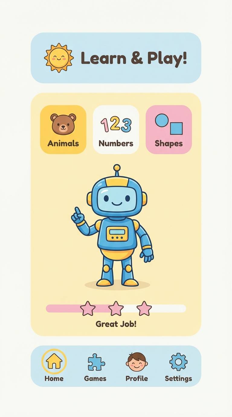kids learning app ui