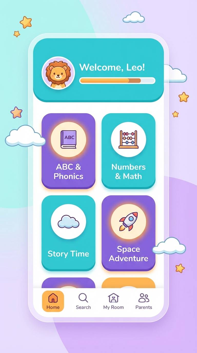 kids education ui screens