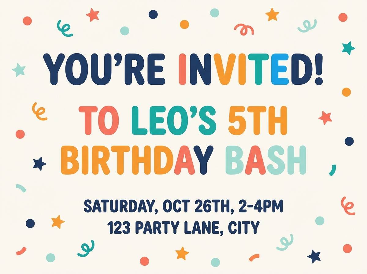 kids birthday invite design