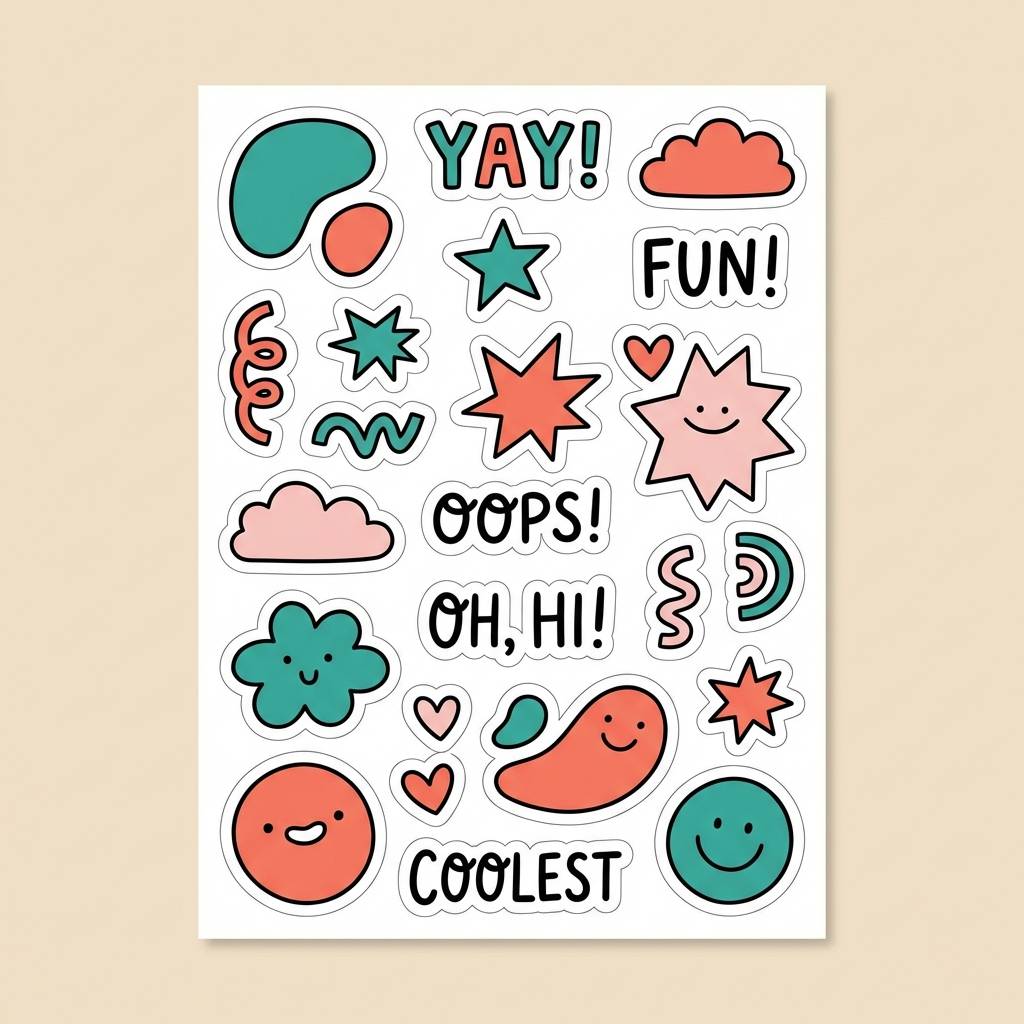 sticker sheet teal coral