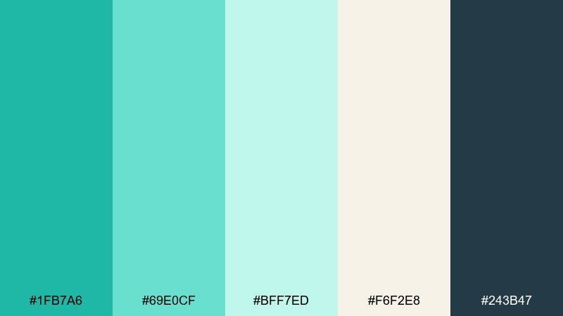 lagoon mint color palette with hex codes