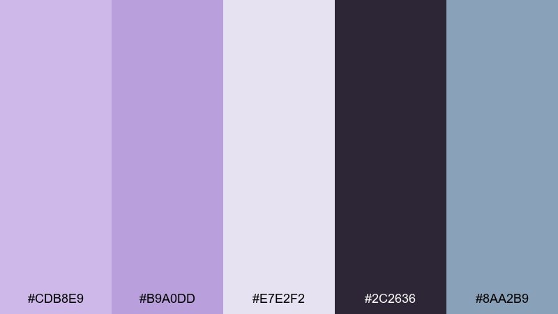 lavender fog ui color palette with hex codes