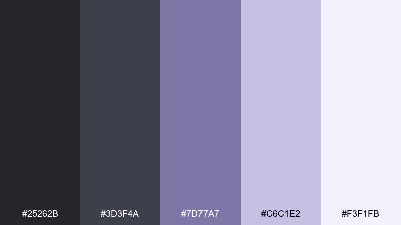 lavender haze night color palette with hex codes