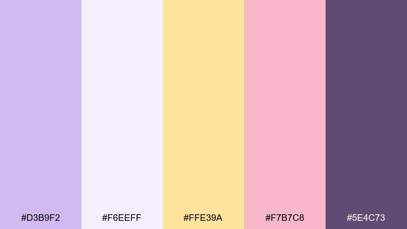 lavender lemonade color palette with hex codes