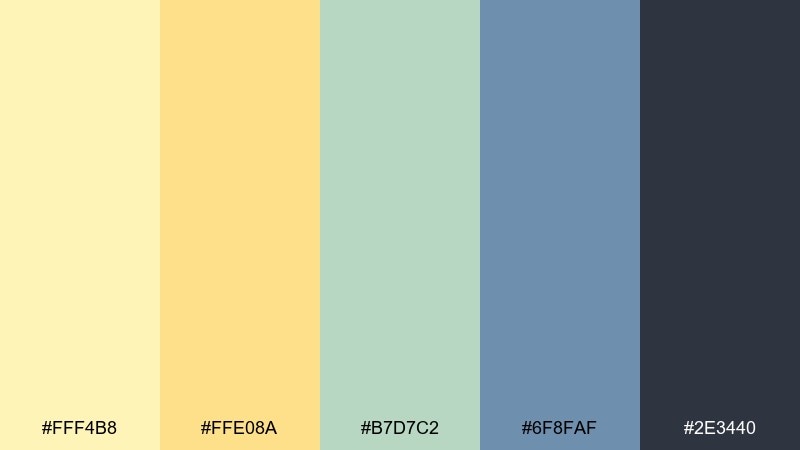 lemon chiffon breeze color palette with hex codes