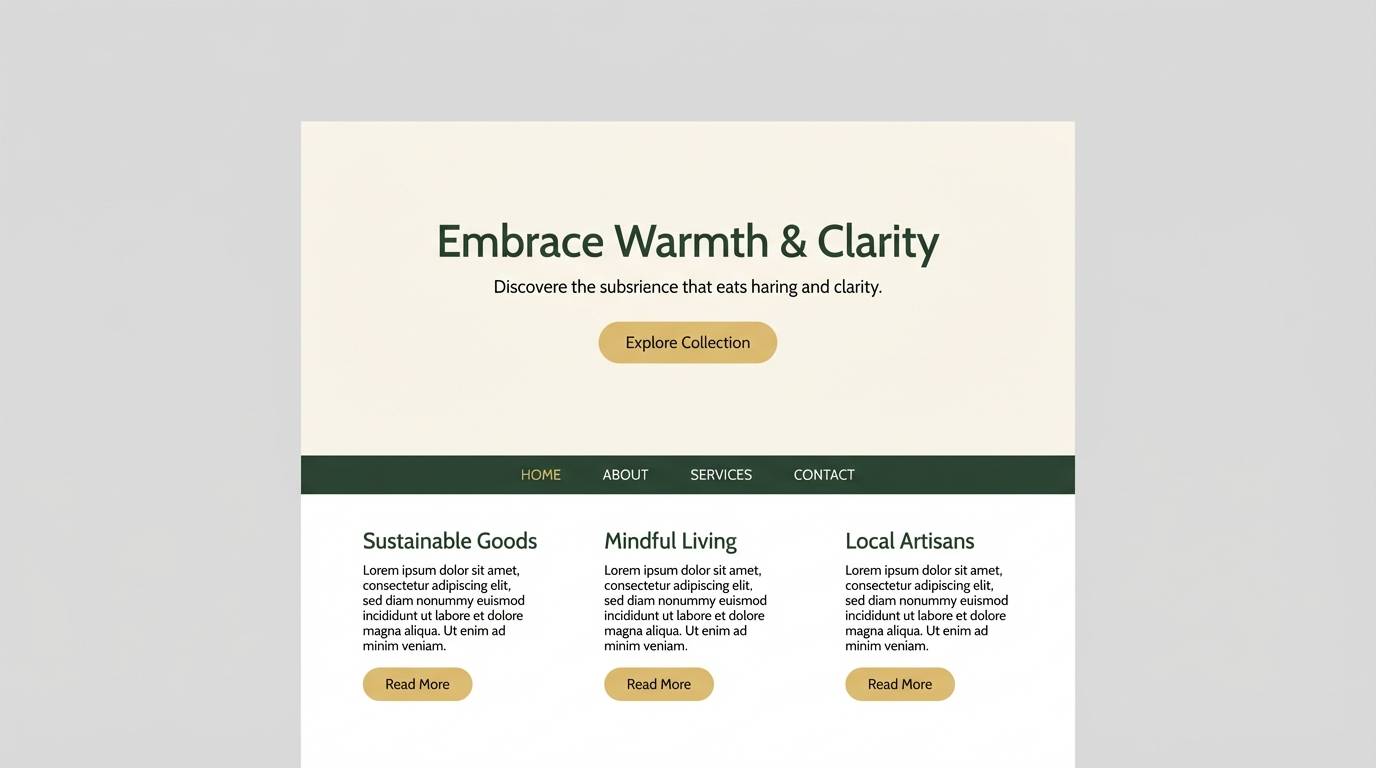warm landing page ui mockup