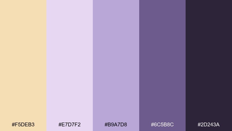 lilac dust color palette with hex codes