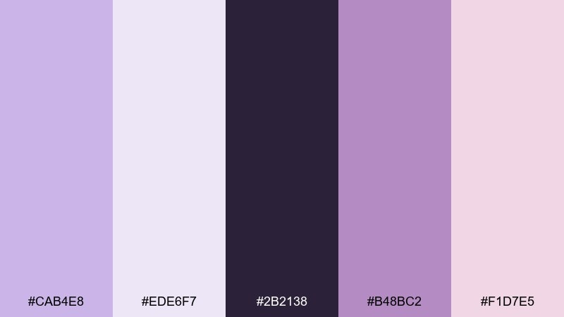 lilac ink editorial color palette with hex codes