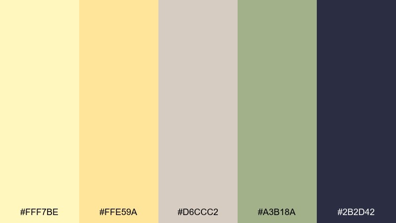linen and lemon zest color palette with hex codes
