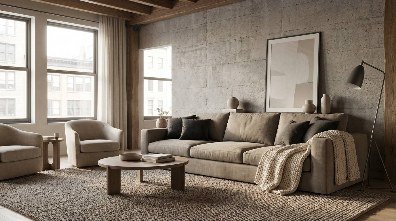 greige loft living room