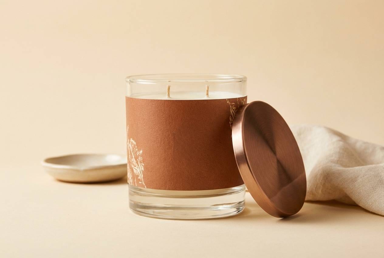 luxury candle in copper neutrals