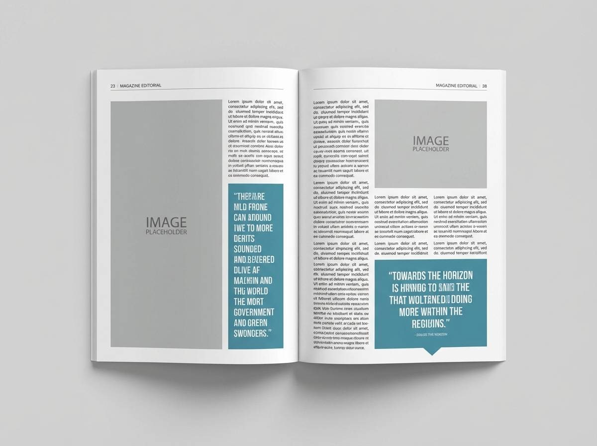 editorial layout with sea blue