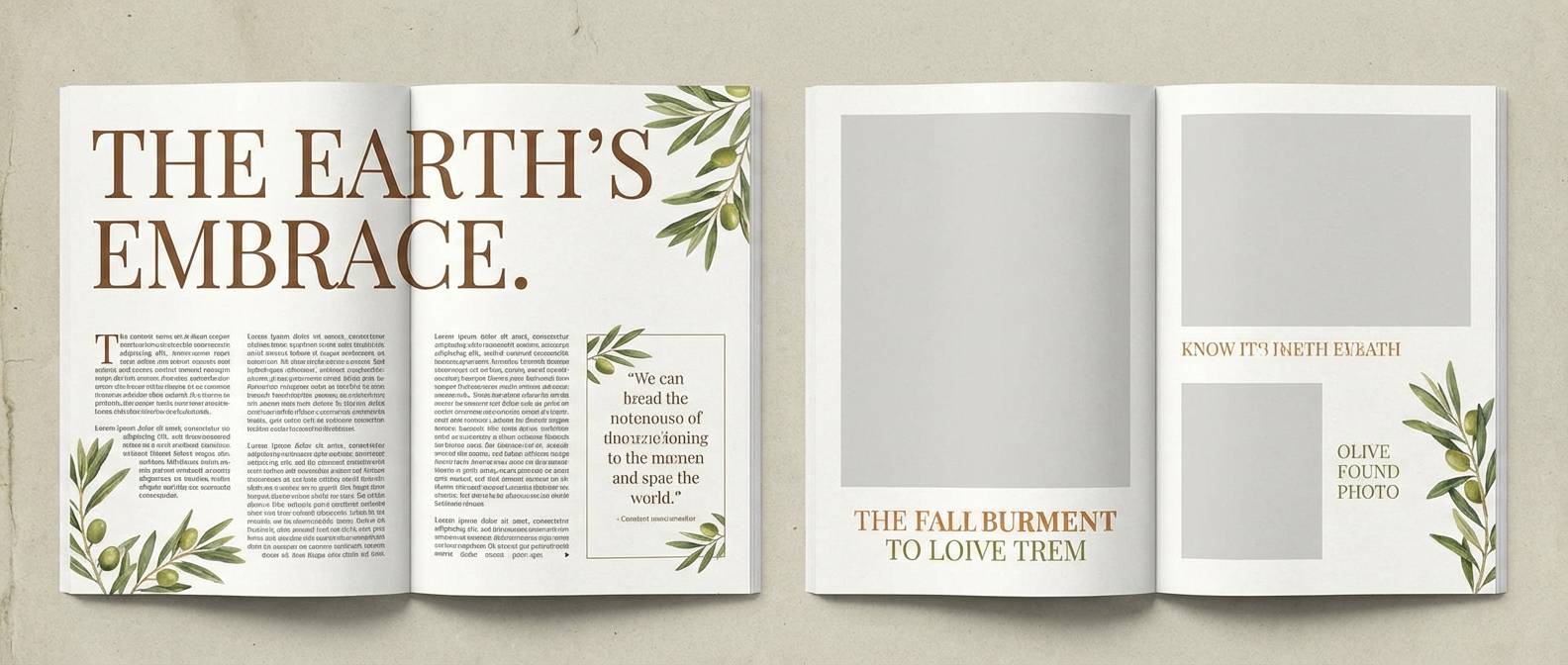 editorial spread with warm browns