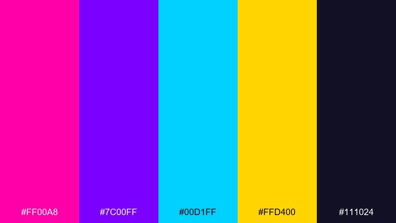 magenta nightlife color palette with hex codes