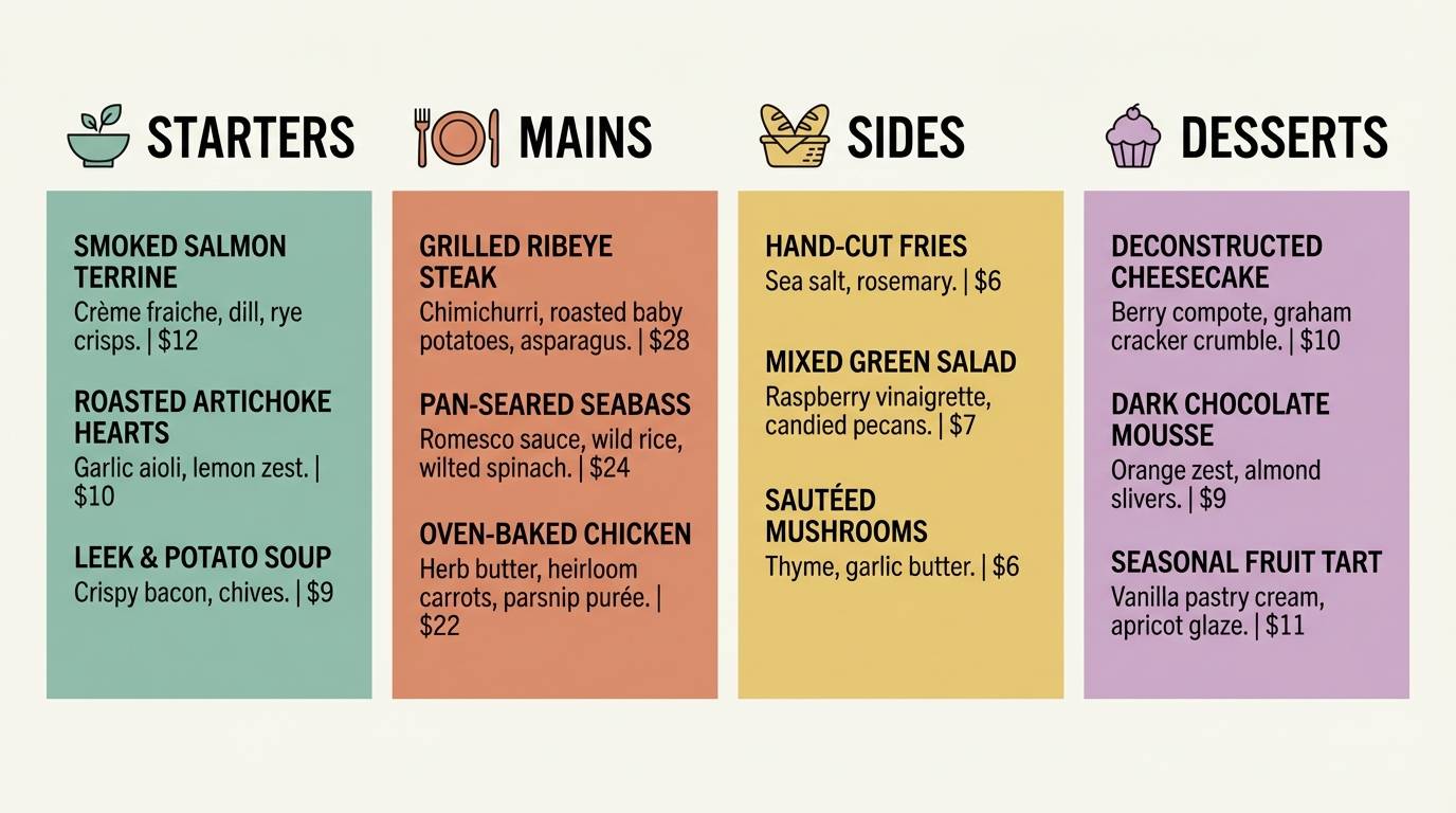 mango mint menu layout