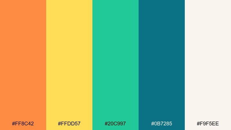 mango mint color palette with hex codes