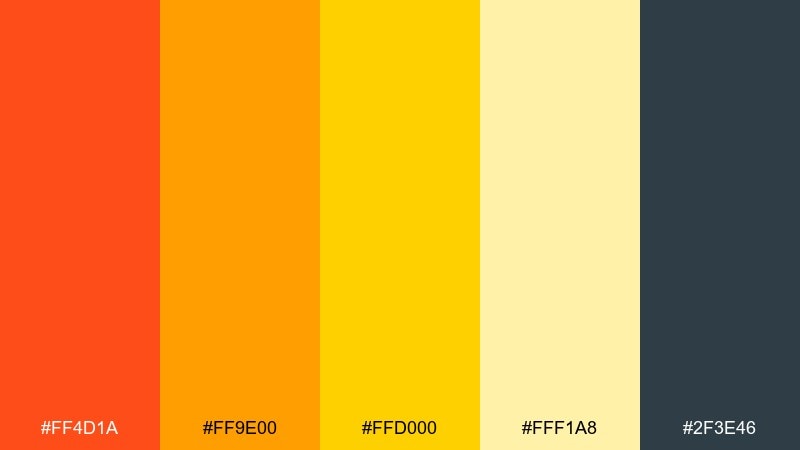 mango tango color palette with hex codes