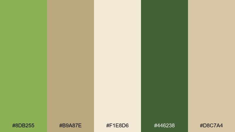 matcha khaki color palette with hex codes