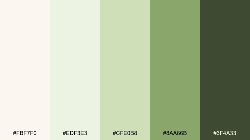 matcha latte color palette with hex codes