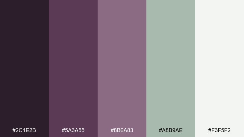 mauve and sage calm color palette with hex codes