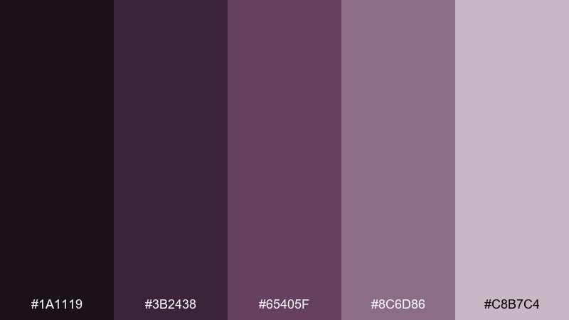 mauve monochrome studio color palette with hex codes