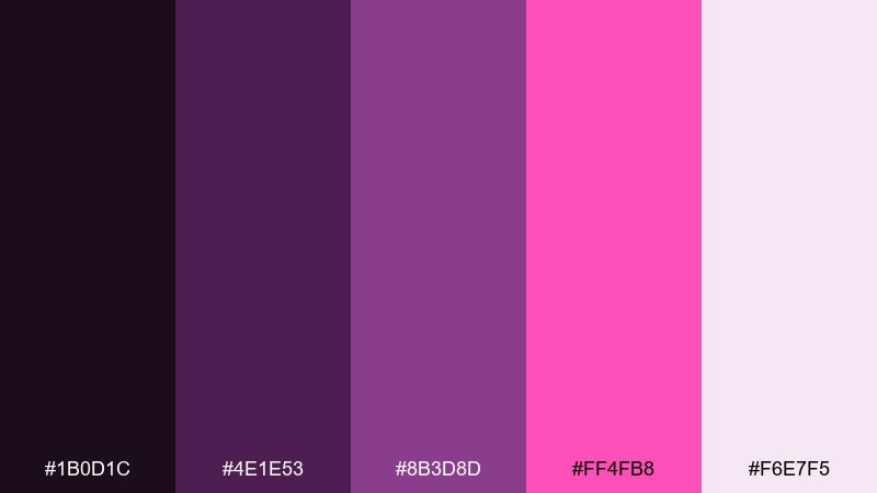 mauve neon pop color palette with hex codes
