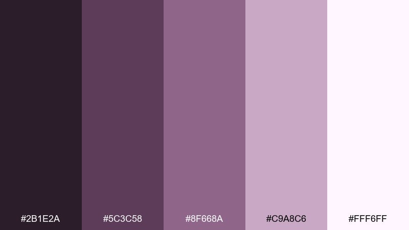 mauve quartz color palette with hex codes