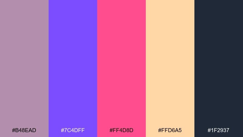 mauve spotlight color palette with hex codes