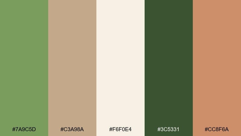 meadow burlap color palette with hex codes