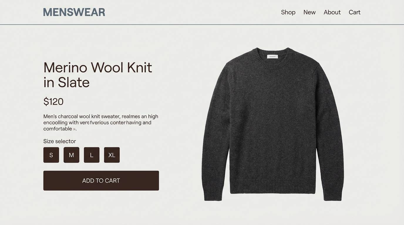 menswear product page ui