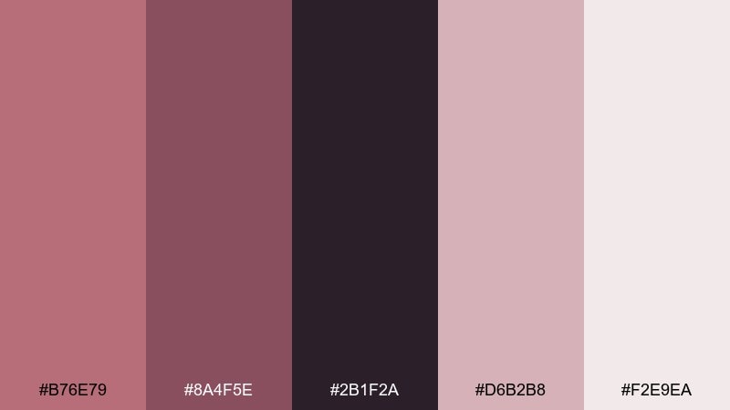 metallic mauve night color palette with hex codes
