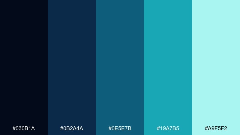 midnight aquarium color palette with hex codes