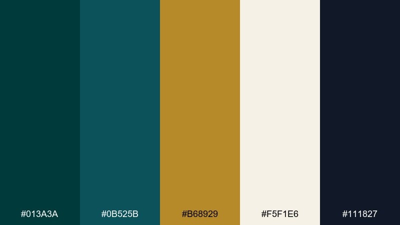 midnight brass color palette with hex codes