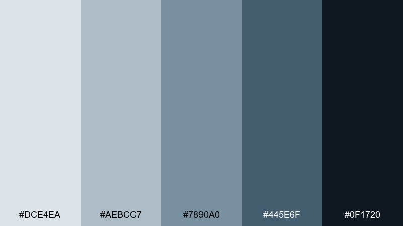 midnight haze color palette with hex codes