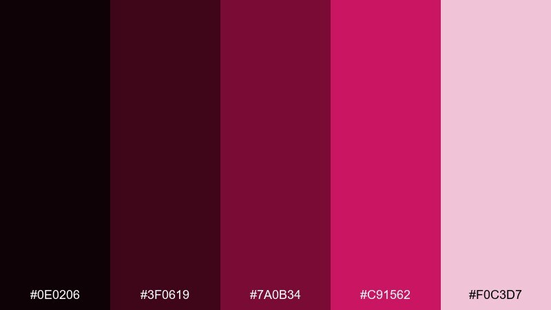 midnight magenta noir color palette with hex codes