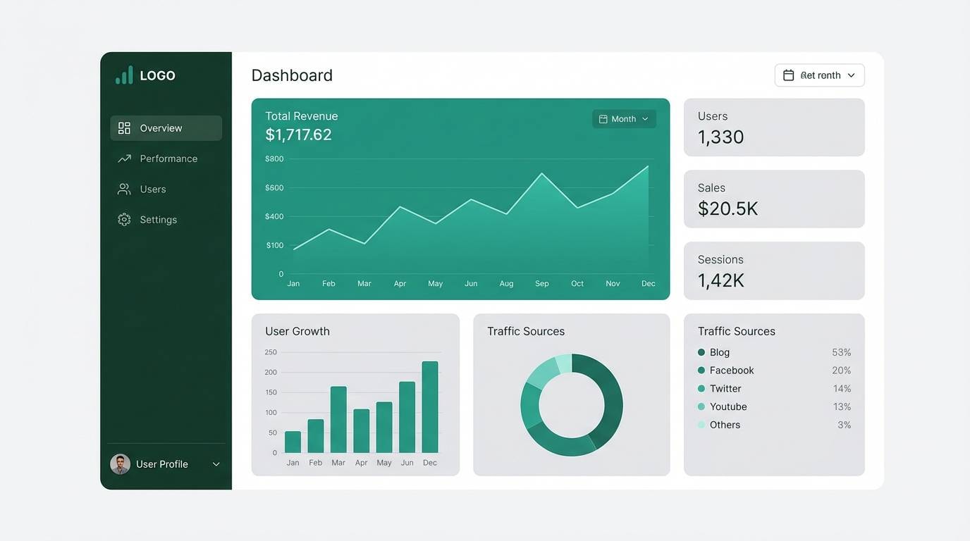 dark green dashboard ui