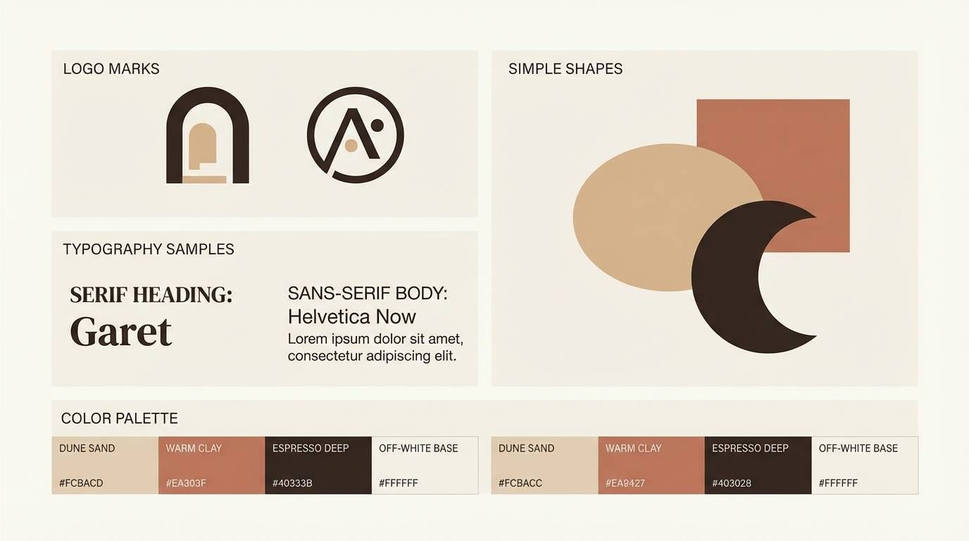 minimal brand board in warm neutrals