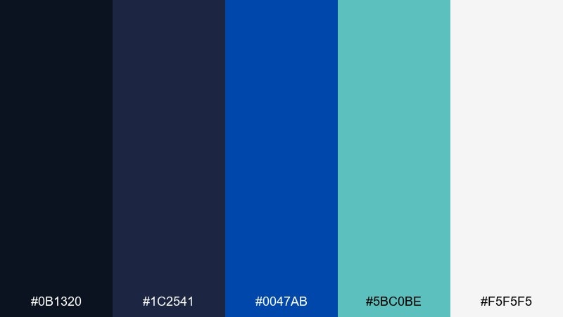 minimal cobalt mono color palette with hex codes