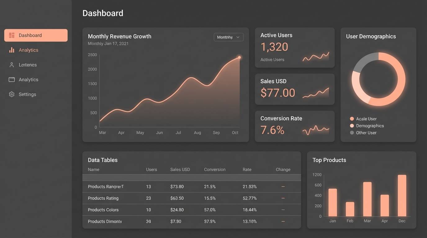 minimal dashboard ui mockup