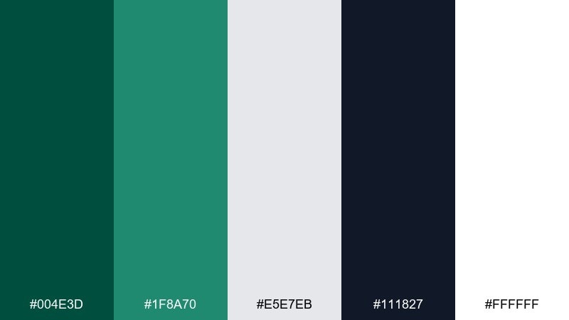 minimal ink and emerald color palette with hex codes