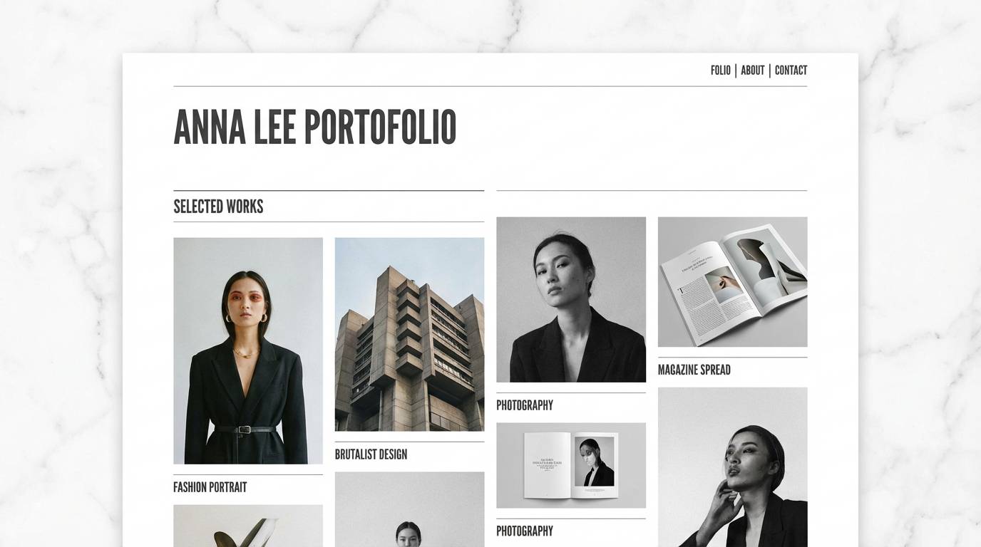 minimal portfolio layout