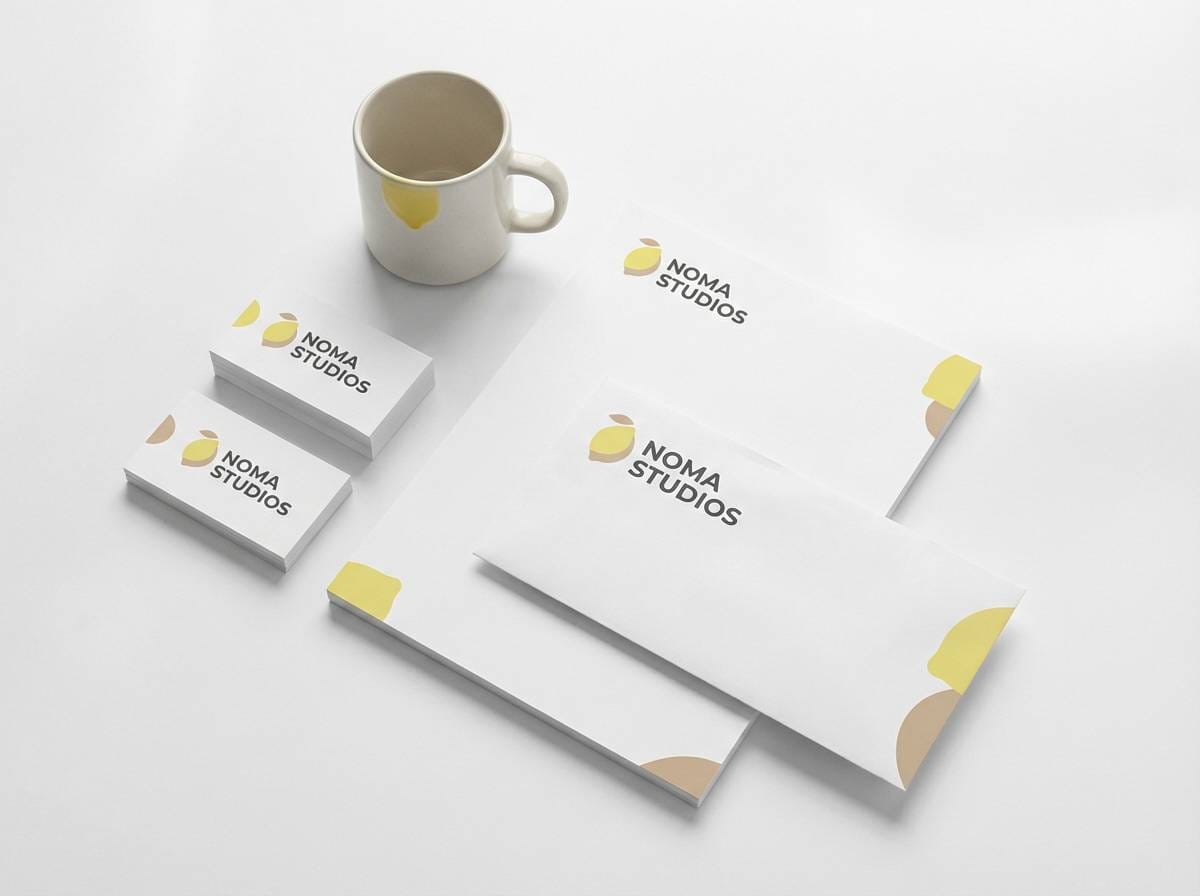 minimal stationery color accents