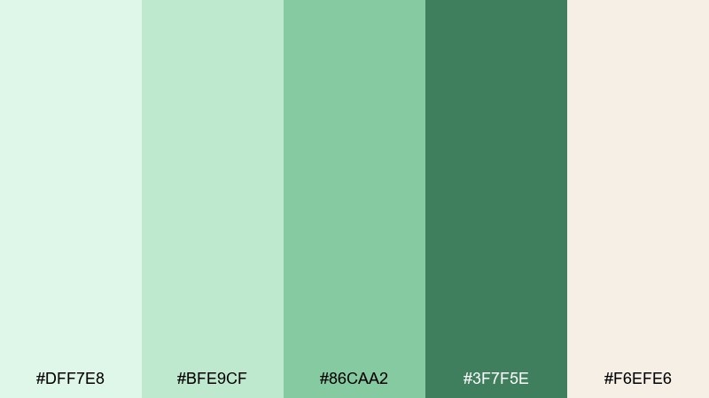 mint latte color palette with hex codes