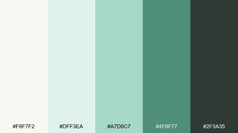 mint linen color palette with hex codes