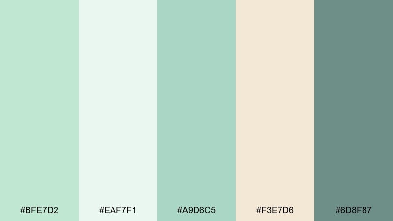 mint meadow color palette with hex codes