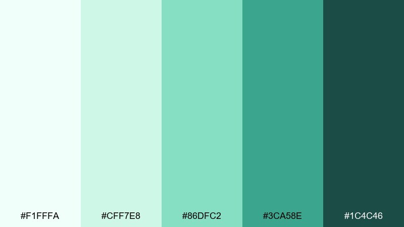 mint shadow color palette with hex codes