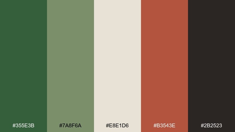 mistletoe matte color palette with hex codes