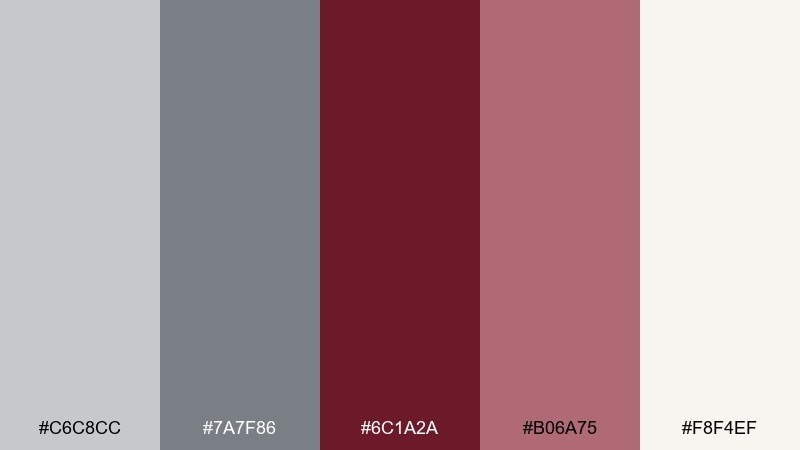 misty burgundy color palette with hex codes